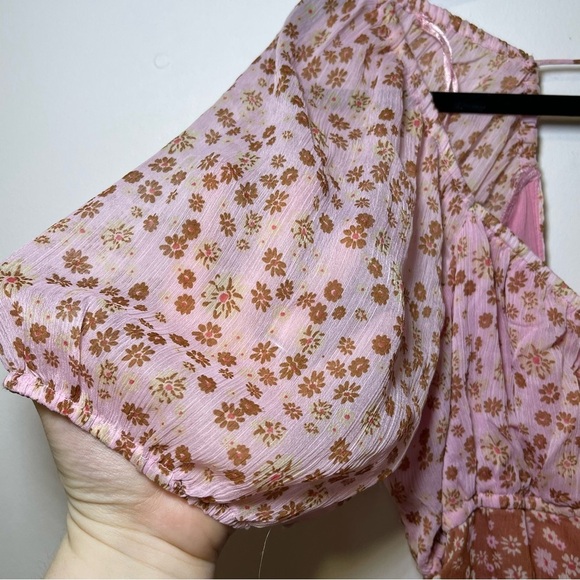 Free People women’s primrose floral Tessa Ruched Mini Dress in size M - Picture 5 of 10